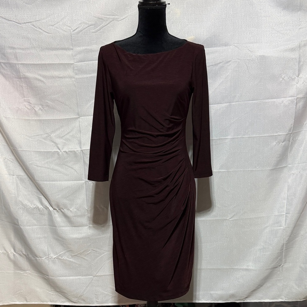 Chaps Side Rouched Midi Dress